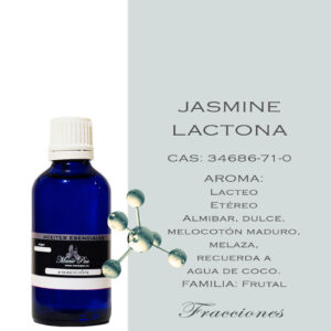 jasmine lactona aroma Lacteo Aroma Etéreo Aromas Almibar, dulce, melocotón maduro, melaza, recuerda a agua de coco. FAMILIA: Frutal